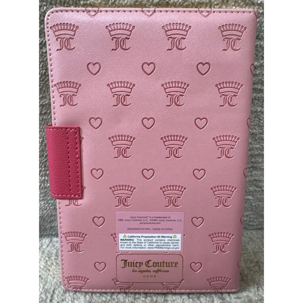 NWT Juicy Couture Pink Faux Leather Lined Journal Notebook w/ Magnetic Closure
